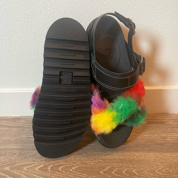 Dr Martens Voss II Fluffy Black/Rainbow Sandals Womens - Picture 5 of 5